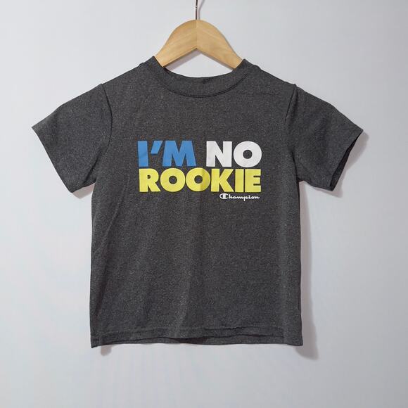 Champion gray ‘I’m No Rookie’ Graphic Tee kids size 5 - Picture 1 of 7